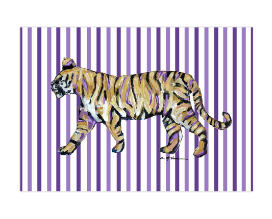 "Tiger Purple & Yellow Standing" framable card