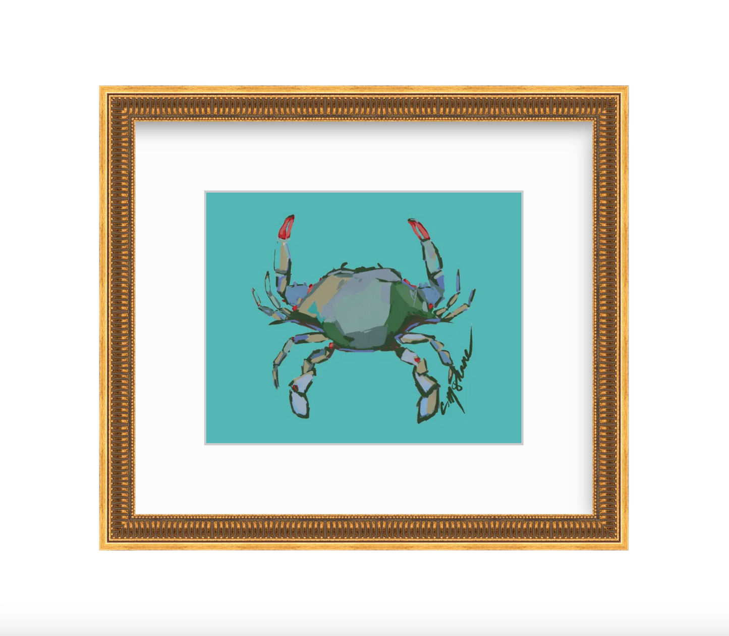 Blue Crab fine art print featuring original coastal artwork by Chelsea McShane.