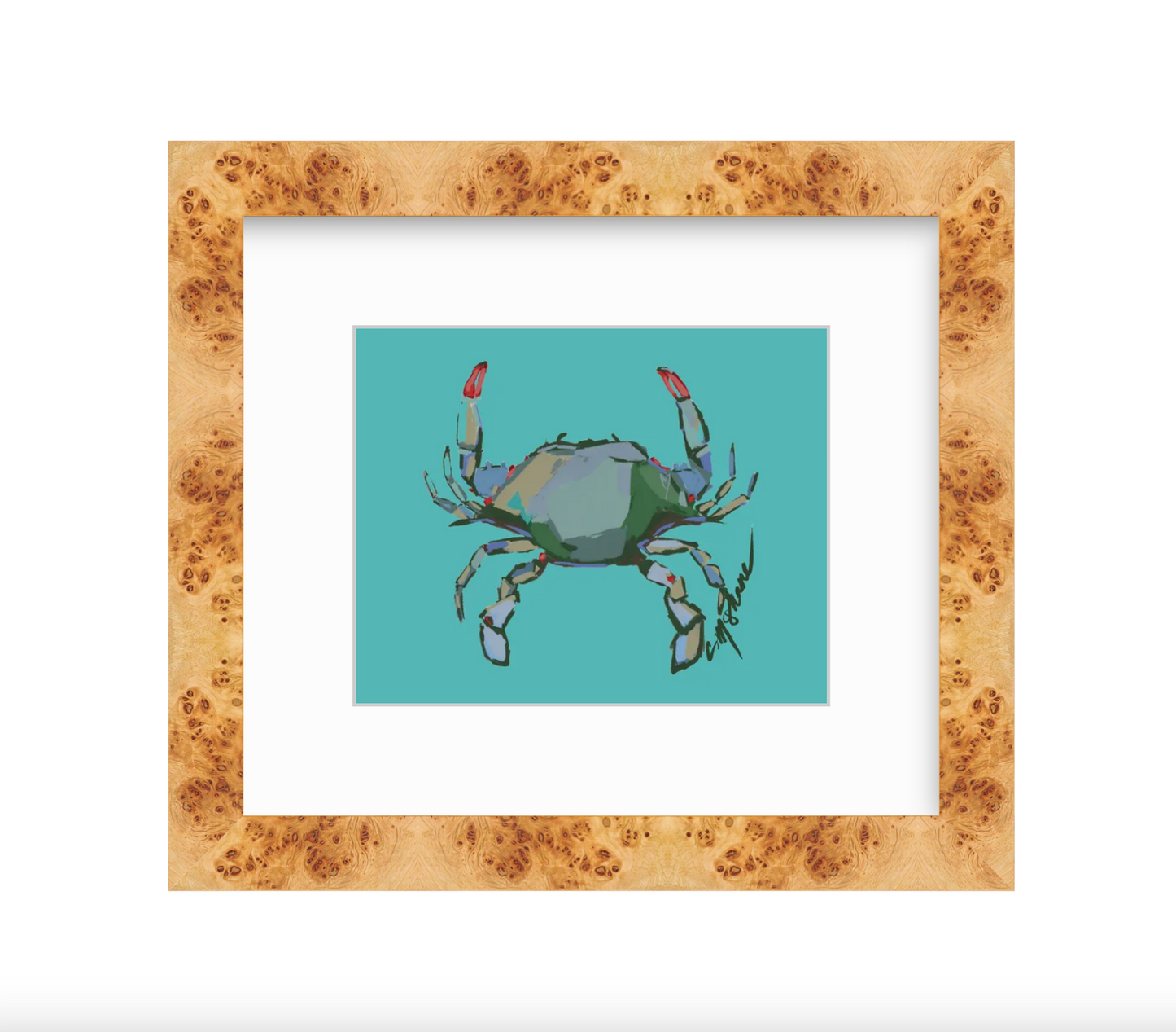 Blue Crab fine art print featuring original coastal artwork by Chelsea McShane.