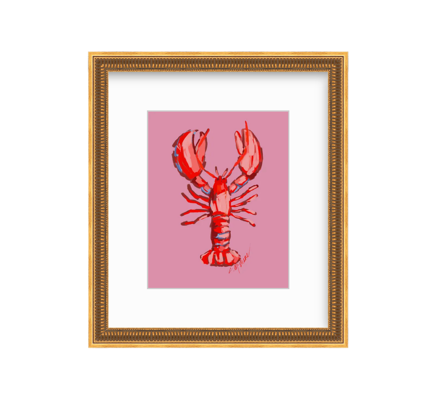 Lobster fine art print featuring original coastal artwork by Chelsea McShane.