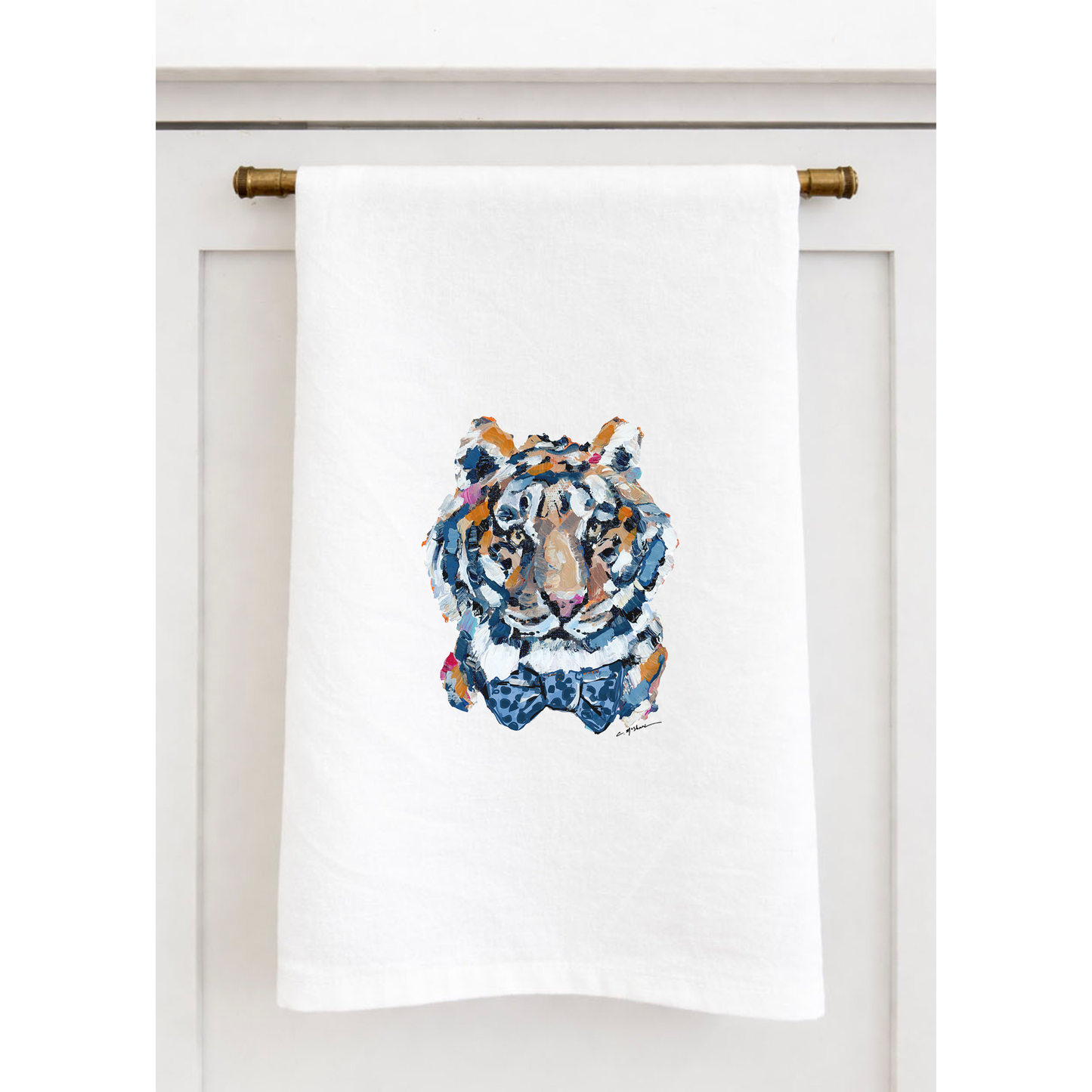 "Tiger Blues Bow Tie" Tea Towel