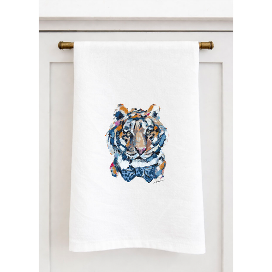 "Tiger Blues Bow Tie" Tea Towel