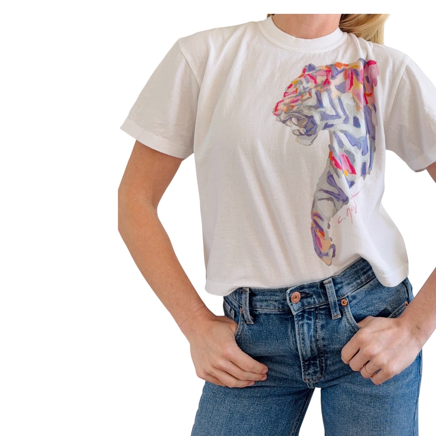 "Tiger Purple & Pink Roar" Comfort Color Art-T-shirt