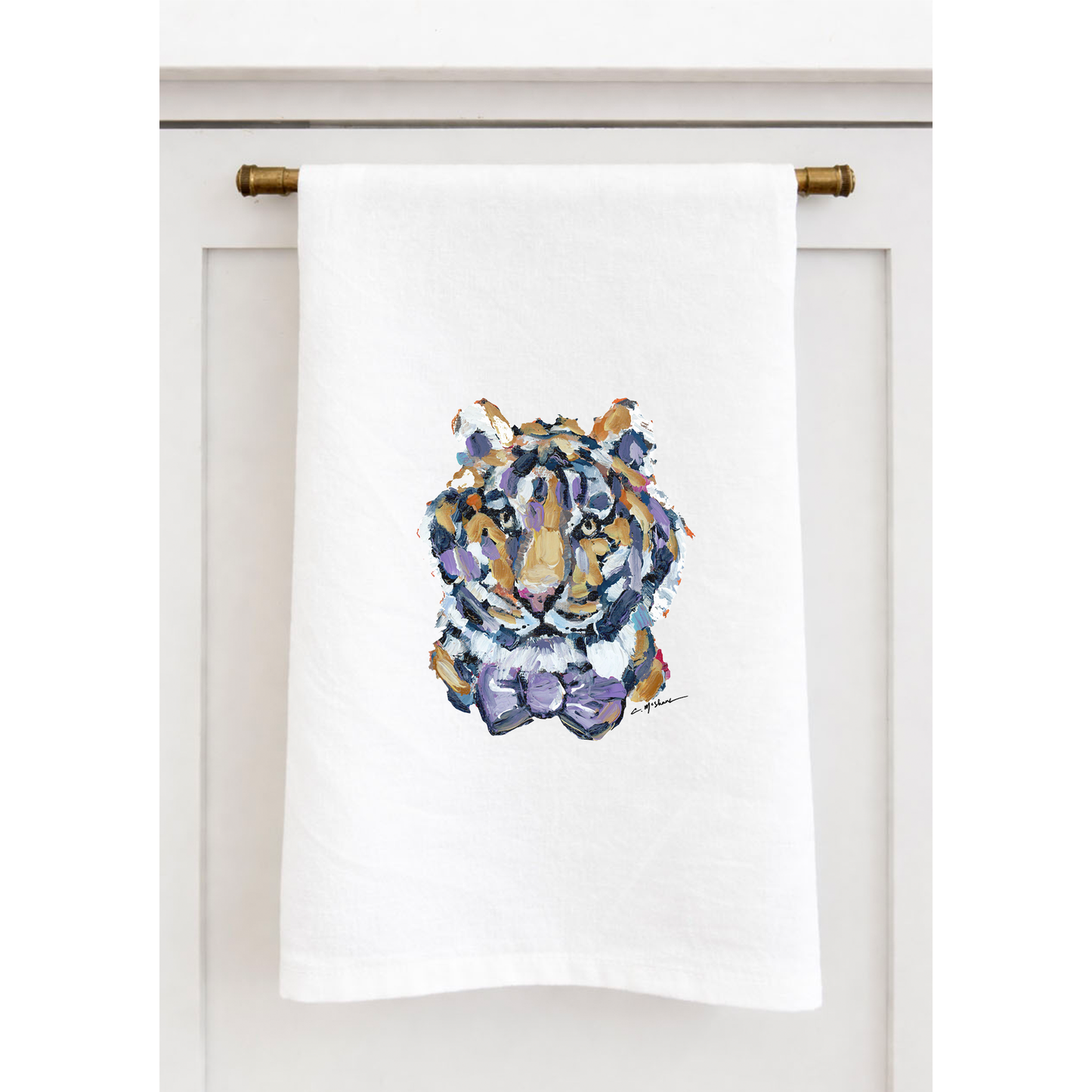 "Tiger Purple & Yellow" Tea Towel