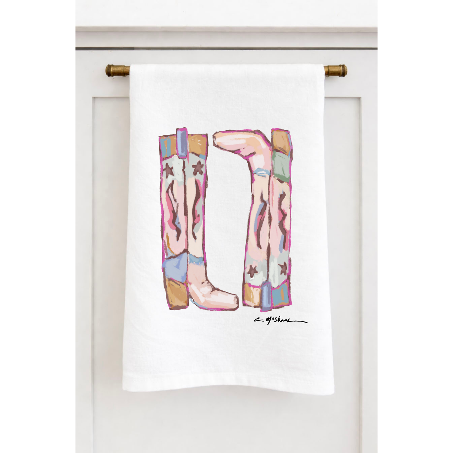 Cowgirl Up Cowboy Boots Tea Towel