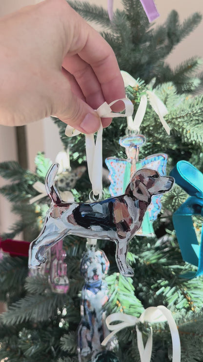 Beagle Christmas Dog Acrylic Ornament | Wreath Charm