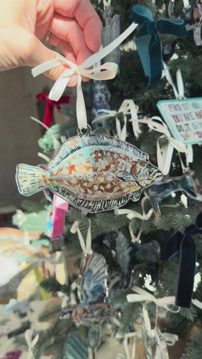 Flounder Fish Christmas Acrylic Ornament | Wreath Charm