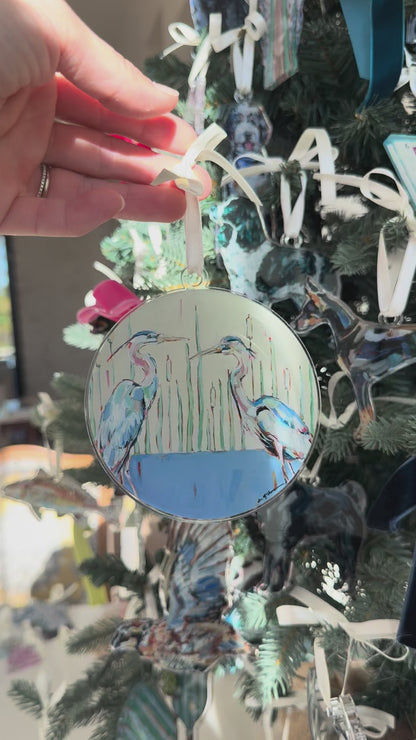 Blue Herons Christmas Acrylic Ornament | Wreath Charm
