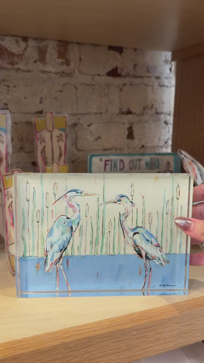 Blue Herons Acrylic Tabletop Art