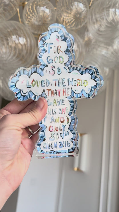 "He Saved Cross" acrylic