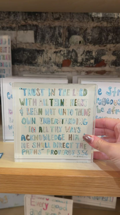 Proverbs 3:5-6 Neutral Acrylic Tabletop Art