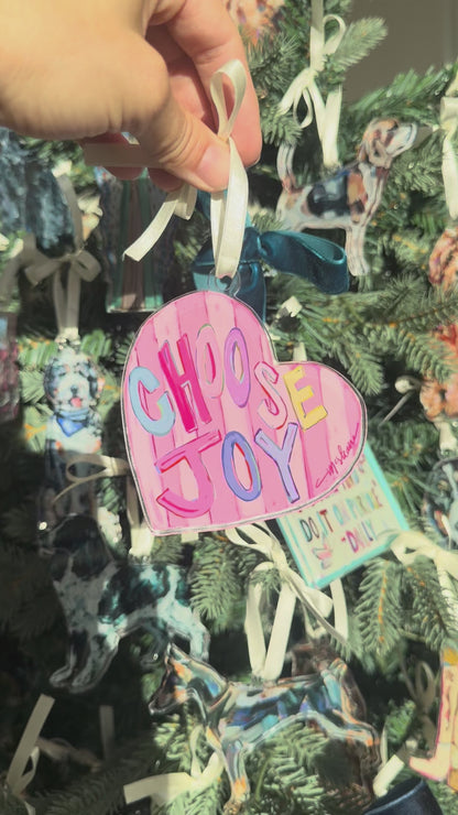 Choose Joy Heart Christmas Acrylic Ornament | Wreath Charm