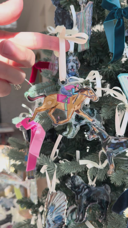 Derby Horse Cowboy Boots Christmas Acrylic Ornament | Wreath Charm