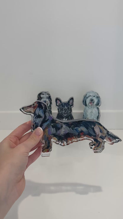 "Dachshund Black & Tan Long-haired" acrylic
