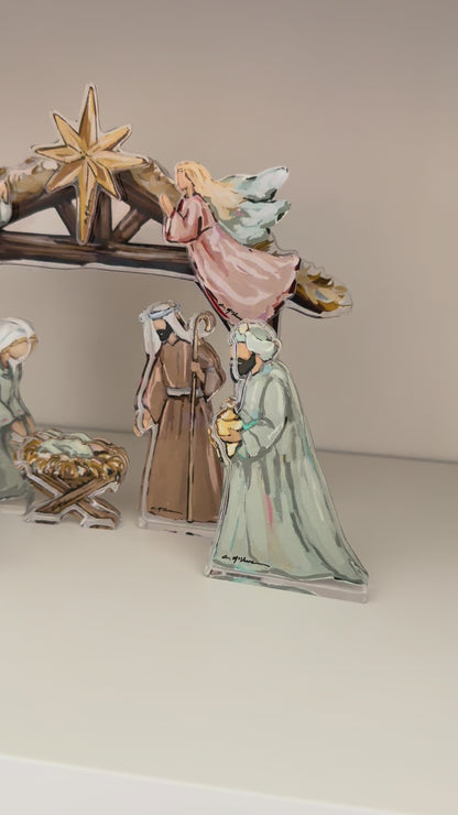 Nativity Acrylic Tabletop Art Set | 11-Piece Christmas Nativity Display