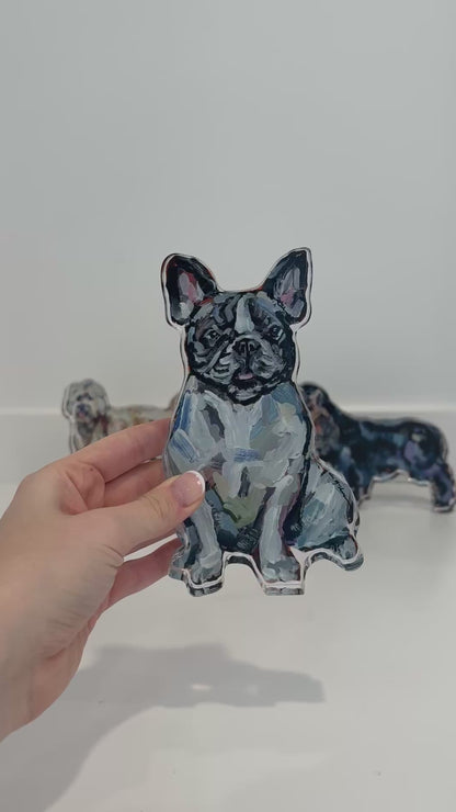 "Frenchie Black & White" acrylic