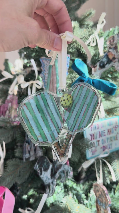 Pickleball Christmas Acrylic Ornament | Wreath Charm