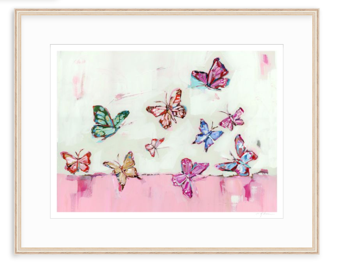 "Butterfly Wishes" Light Pink on paper