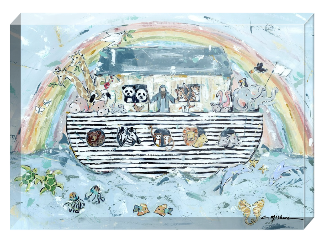 Debbie Kingston Baker Noah's Ark 水彩　絵画 Noah's Ark I Nursery Acrylic Tabletop Art – Chelsea McShane Art