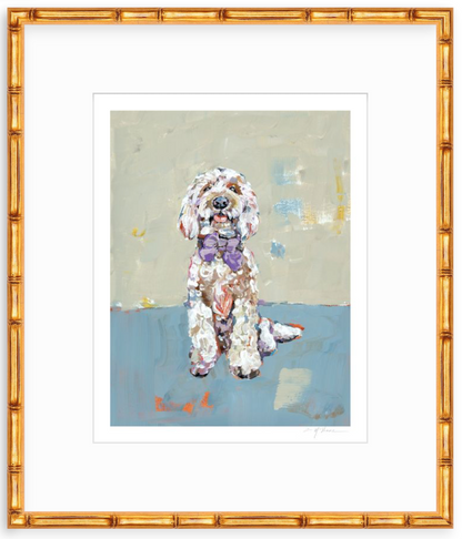 Doodle Dog (blue background) Fine Art Print