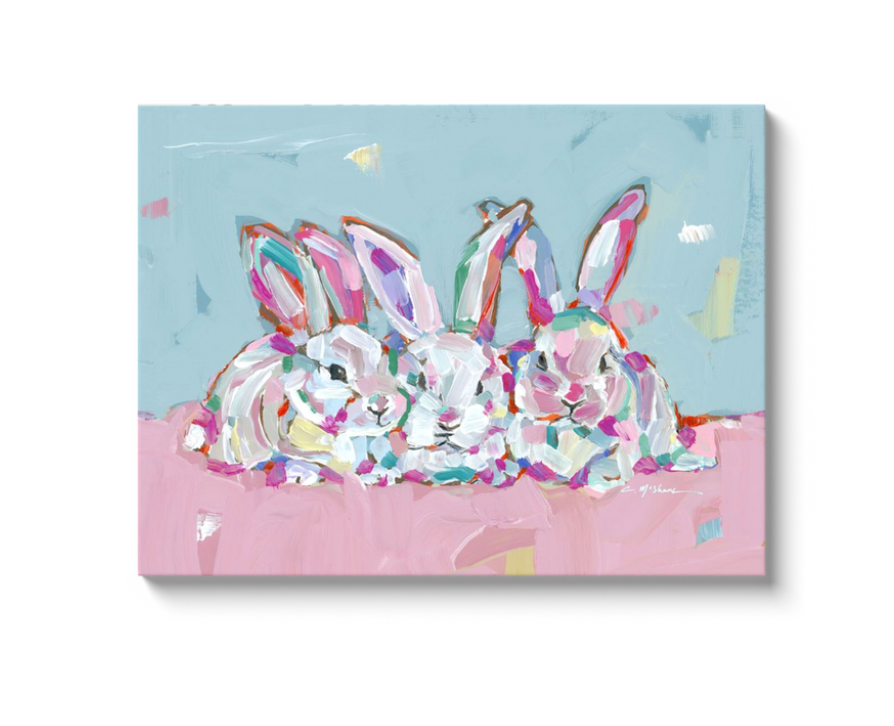 "Hip Hap Hop" bunnies on canvas