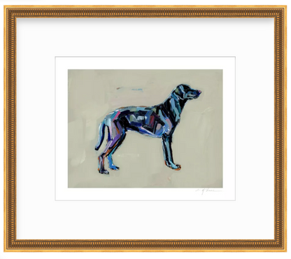 Black Lab (tan background) Fine Art Print