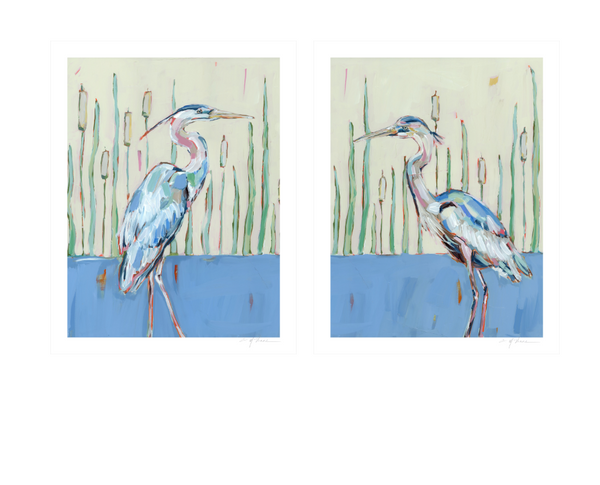 Blue Herons on paper (Set of 2) – Chelsea McShane Art