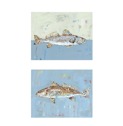 Rod & Reel Mallard and Fish Fine Art Print