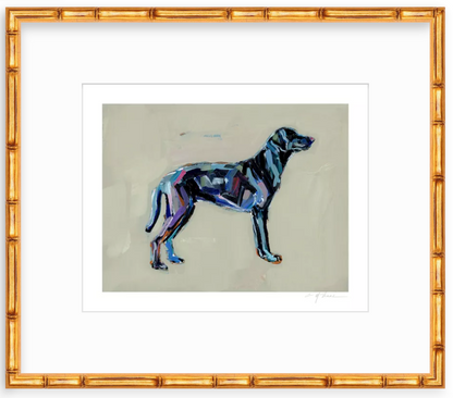 Black Lab (tan background) Fine Art Print
