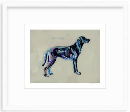 Black Lab (tan background) Fine Art Print