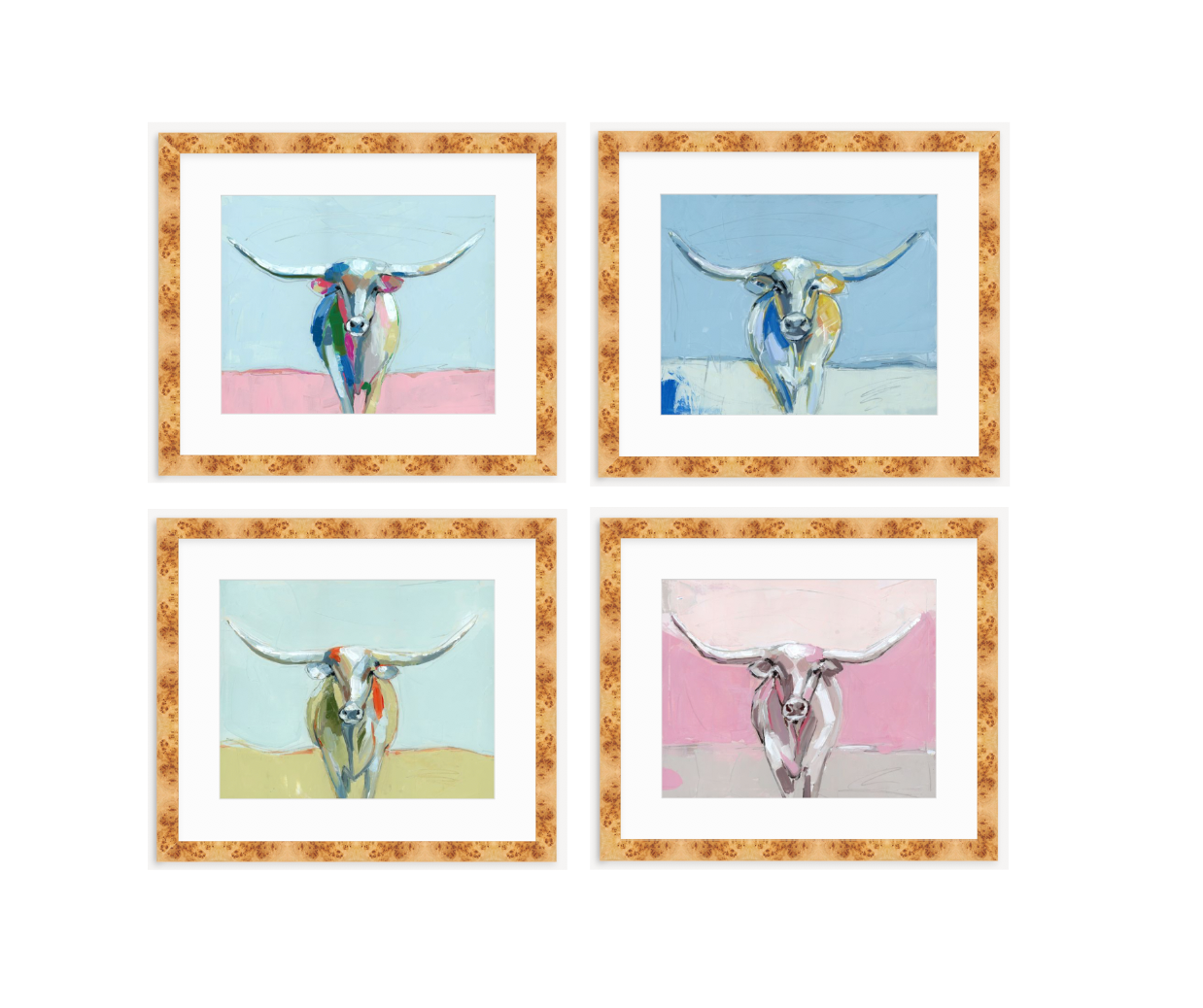 Longhorns (sets of 2 or 4) on paper