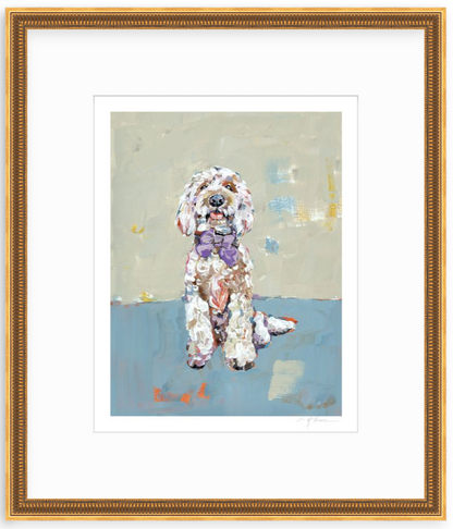 Doodle Dog (blue background) Fine Art Print
