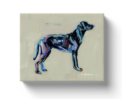 Black Lab (tan background) Fine Art Print