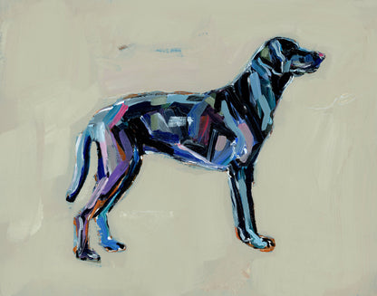 Black Lab (tan background) Fine Art Print