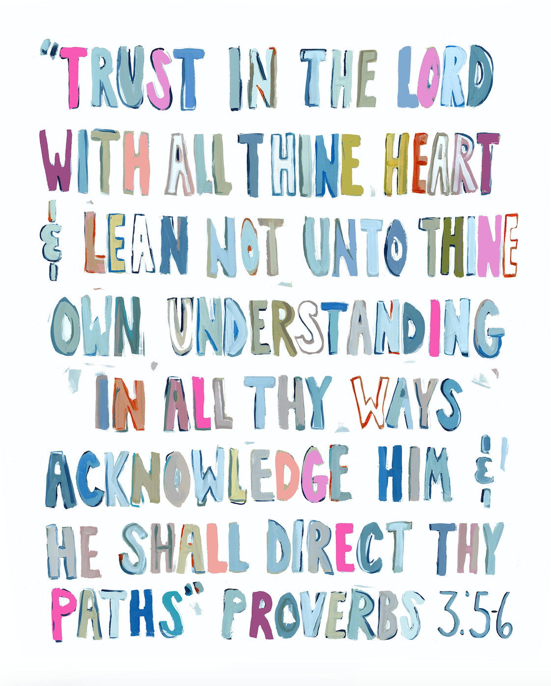 Proverbs 3: 5-6 PINKS on paper